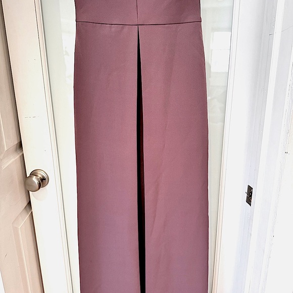 Kay Unger Kiana Crepe Walk-Thru Jumpsuit Maxi Dress Off Shoulder Mauve Sz 4 NWT - Picture 10 of 17